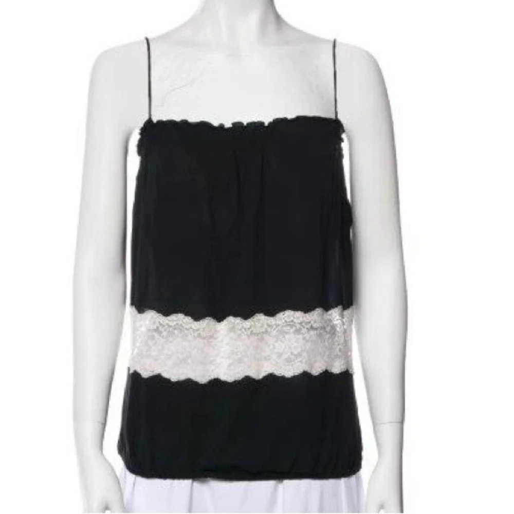 Dolce & Gabbana 00s Silk Lace Camisole strappy tube Chiffon Top whimsygoth S - Picture 1 of 15